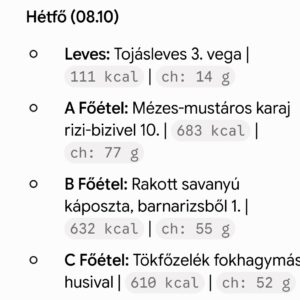 Hétfői menü