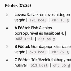 Pénteki menü