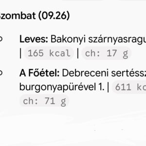 Szombati menü