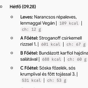 Hétfői menü