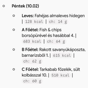 Pénteki menü