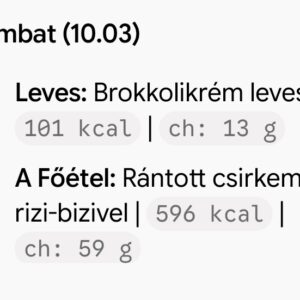 Szombati menü