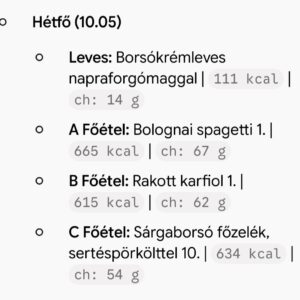 Hétfői menü