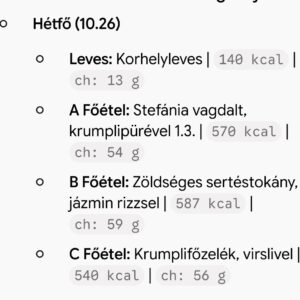 Hétfői menü