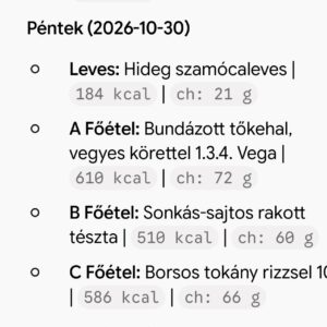 Pénteki menü