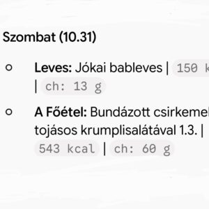 Szombati menü
